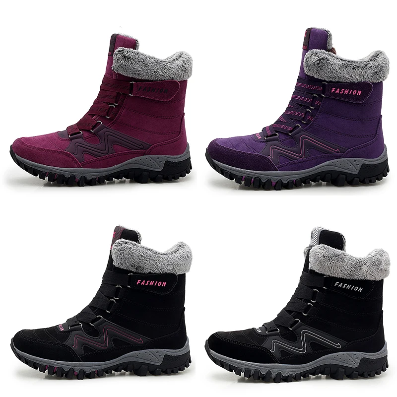 STRONGSHEN Women's Winter Snow Boots Warm Shoes With Fur Ladies Short Boots Waterproof Platform Plush Outdoor Walking Footwear