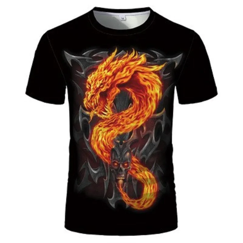 

2021 Summer Hot Sale 3D Printing Men's Skull T-shirt Horror Short Sleeve Sport Round Neck Men's Top