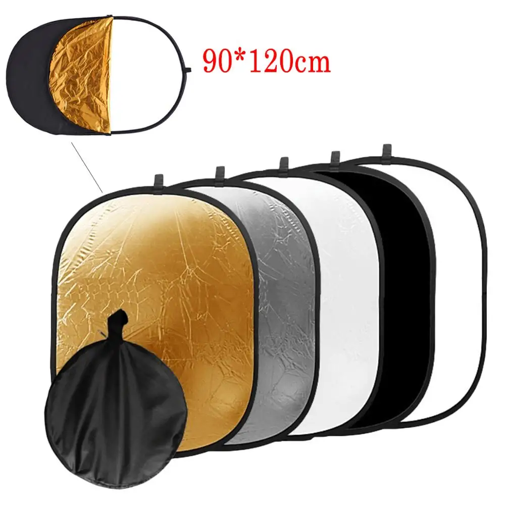 Gosear 90x120 см 5 в 1 Портативный складной Овальный светильник отражатель задний фон