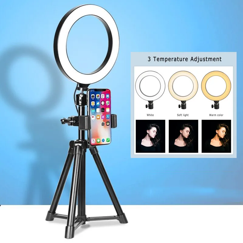 Phone Live Ring Light 10 Inch 26cm Video Light Ring Lamp With Phone Stand desktop Tripods Photography Circle Fill Light