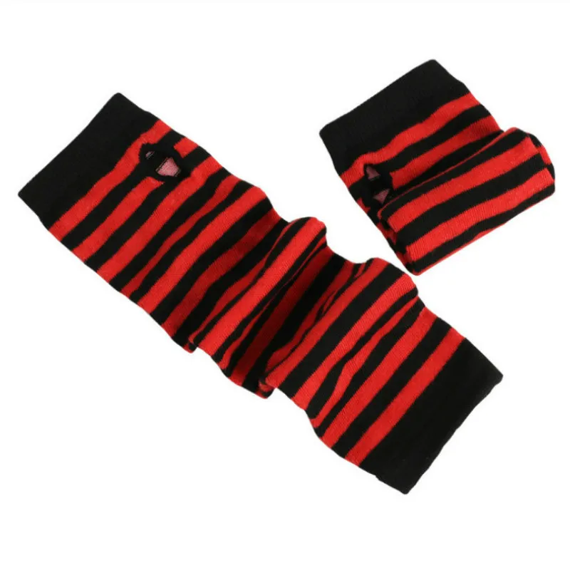 

Fashion Women Lady Striped Elbow Gloves Warmer Knitted Long Fingerless Gloves Elbow Mittens Christmas Accessories Gift