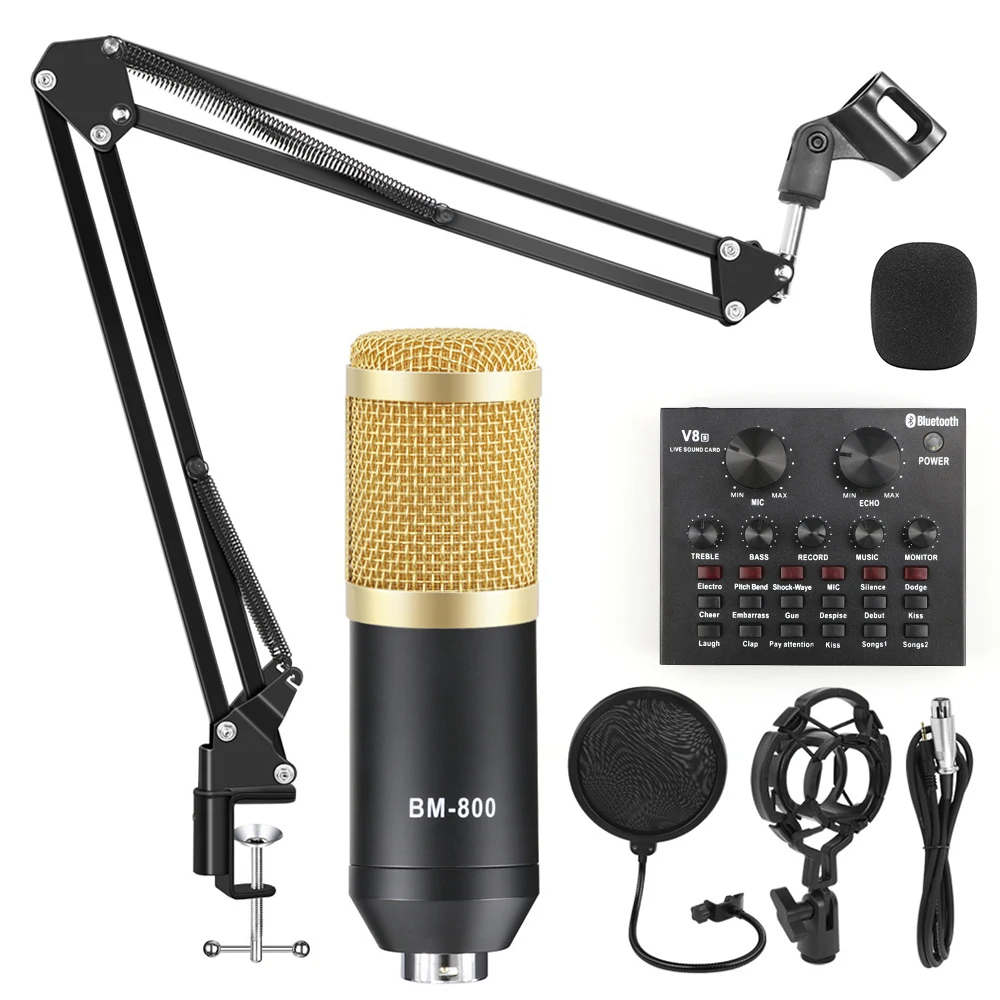 

Микрофон bm 800 для студийной записи bm800, конденсаторный микрофон для компьютера с фантомным питанием, семейный микрофон для караоке, звуковая...