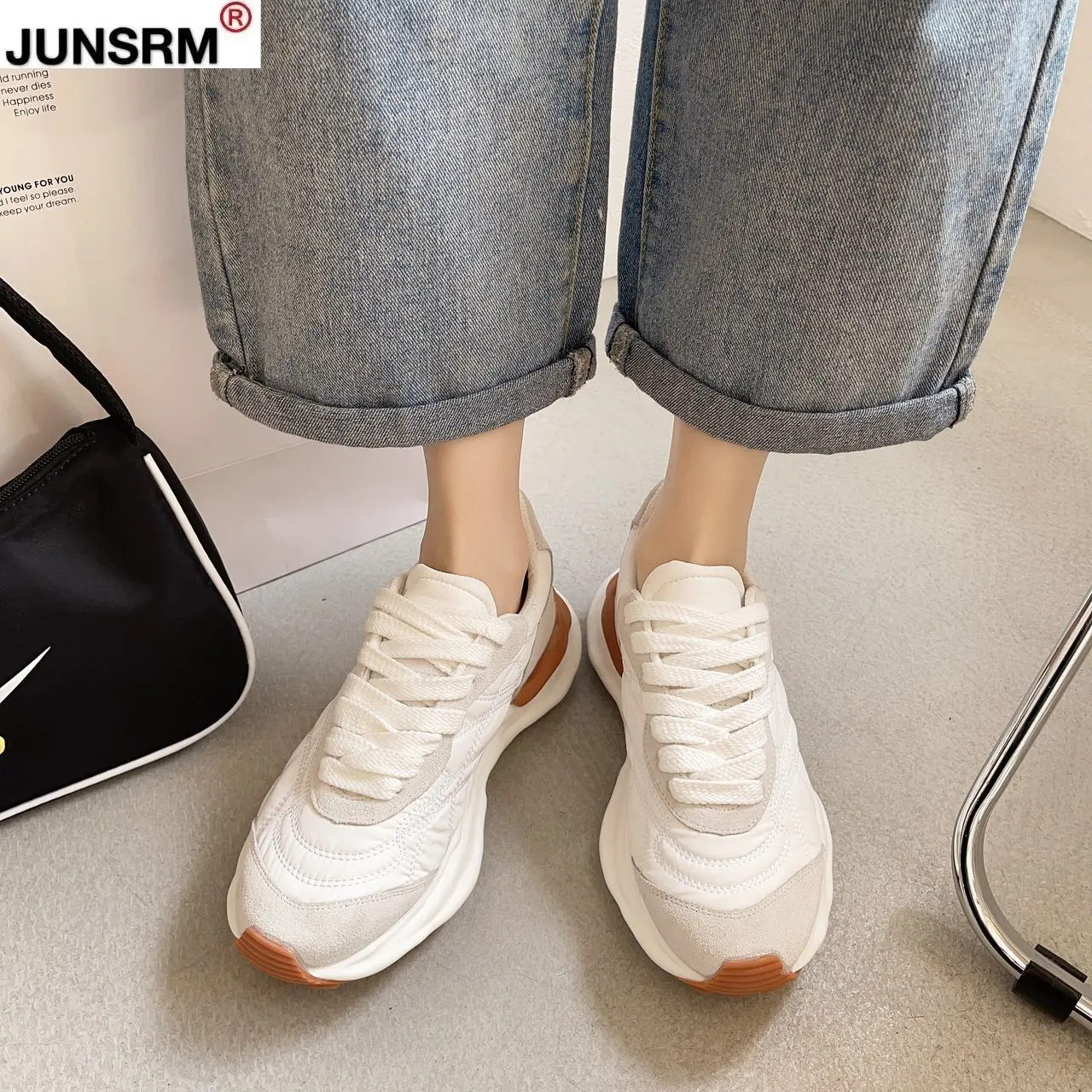 

2021 Spring Women Platform Sneakers Fashion Casual Shoes Female Lace up Trainers Brand Designer Green Woman Vulcanization Shoes