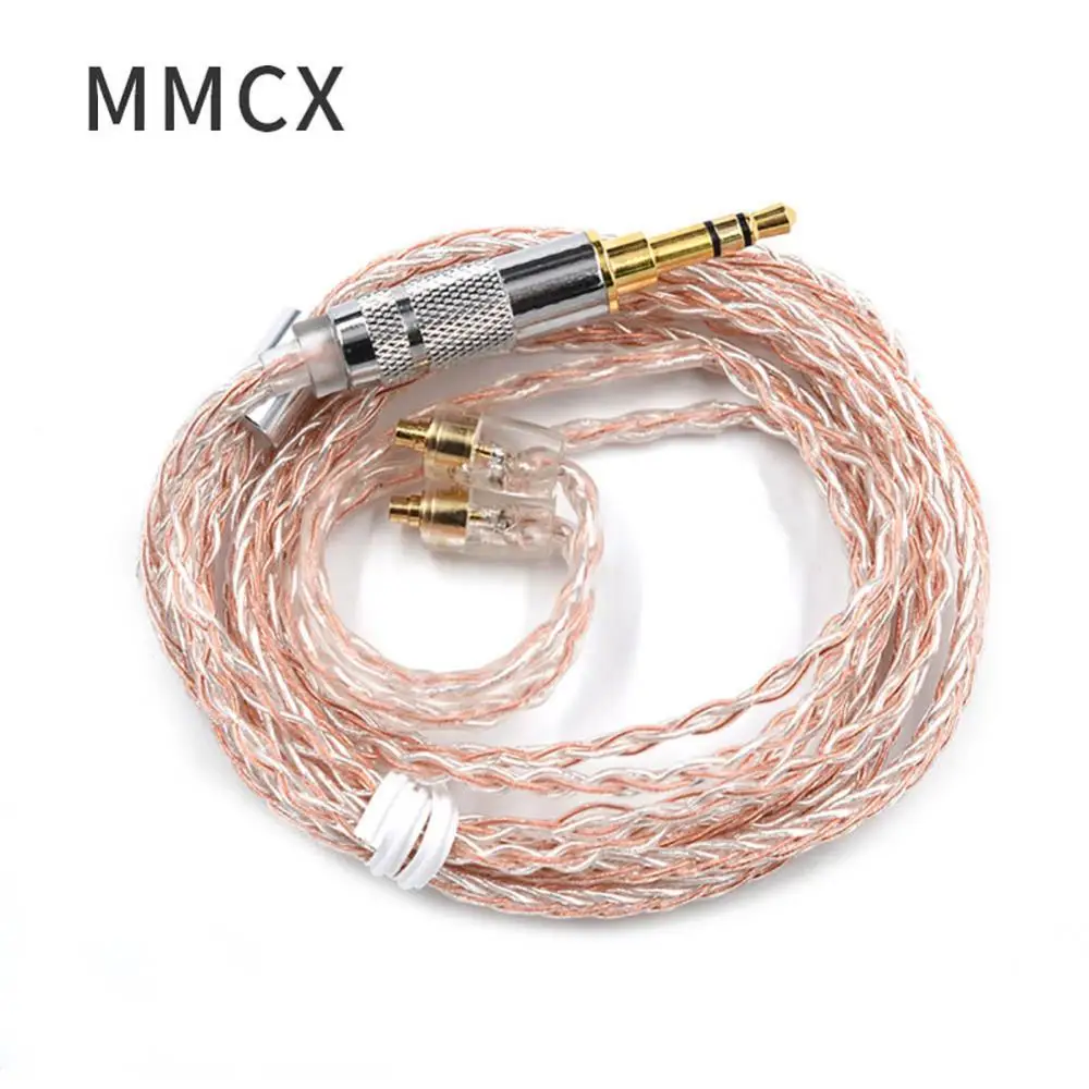 Медный Серебряный плетеный провод KZ MMCX/2-контактный кабель для наушников