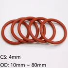 10шт Red силиконовые уплотнительное кольцо CS 4 мм OD 15  80 мм кремния уплотнительное кольцо Еда Класс резиновое уплотнительное кольцо vmq ассортимент hvac инструмент