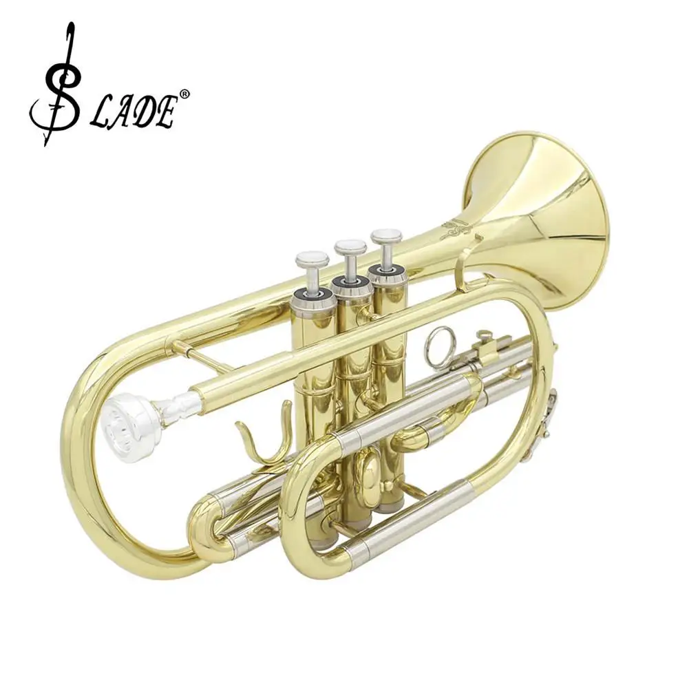 SLADE Профессиональный Золотой Bb cornet Silve ключ латунный инструмент с Чехол перчатки
