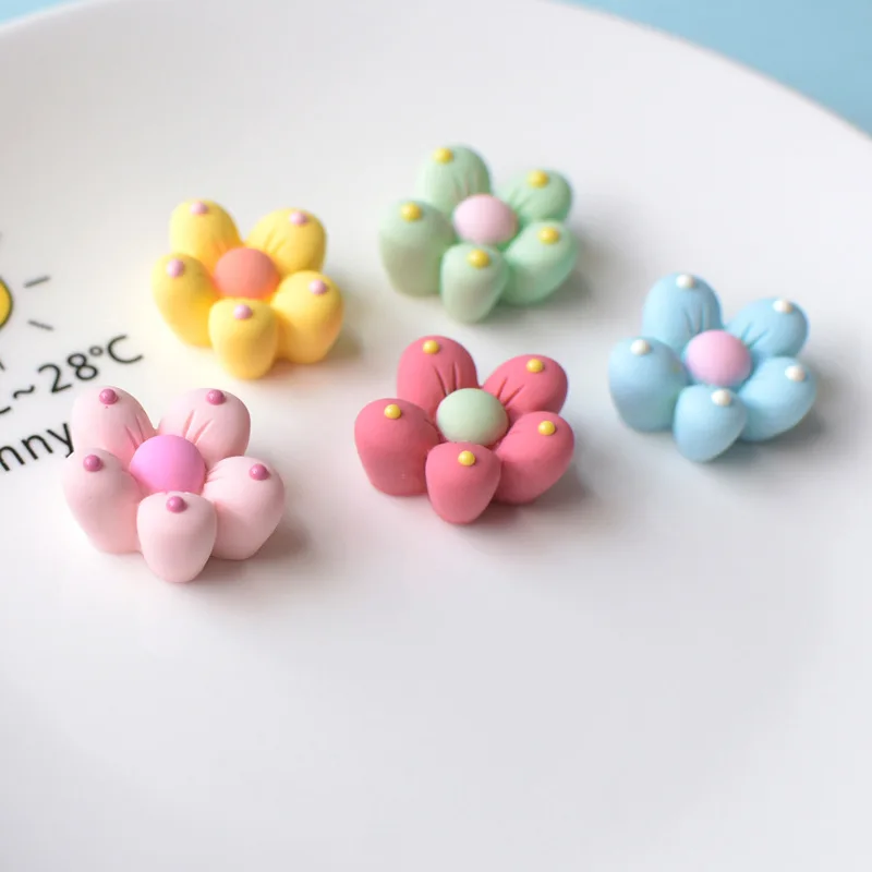 

20Pcs New Mini Cute Flower Flatback Resin Cabochons Embellishments for Scrapbook Craft DIY Phone Decoration Hair Accessories