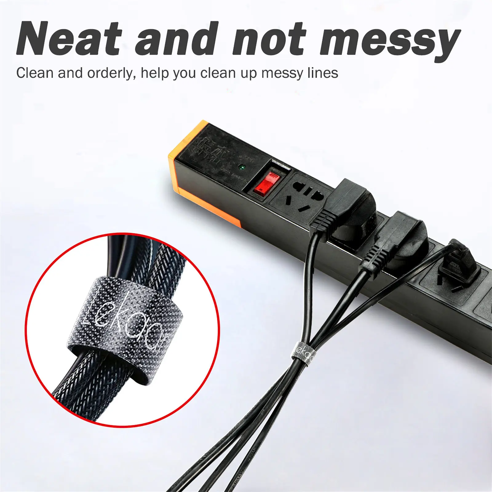 Кабельный организатор цветной зарядный кабель в нейлоновый оплетке с застежкой