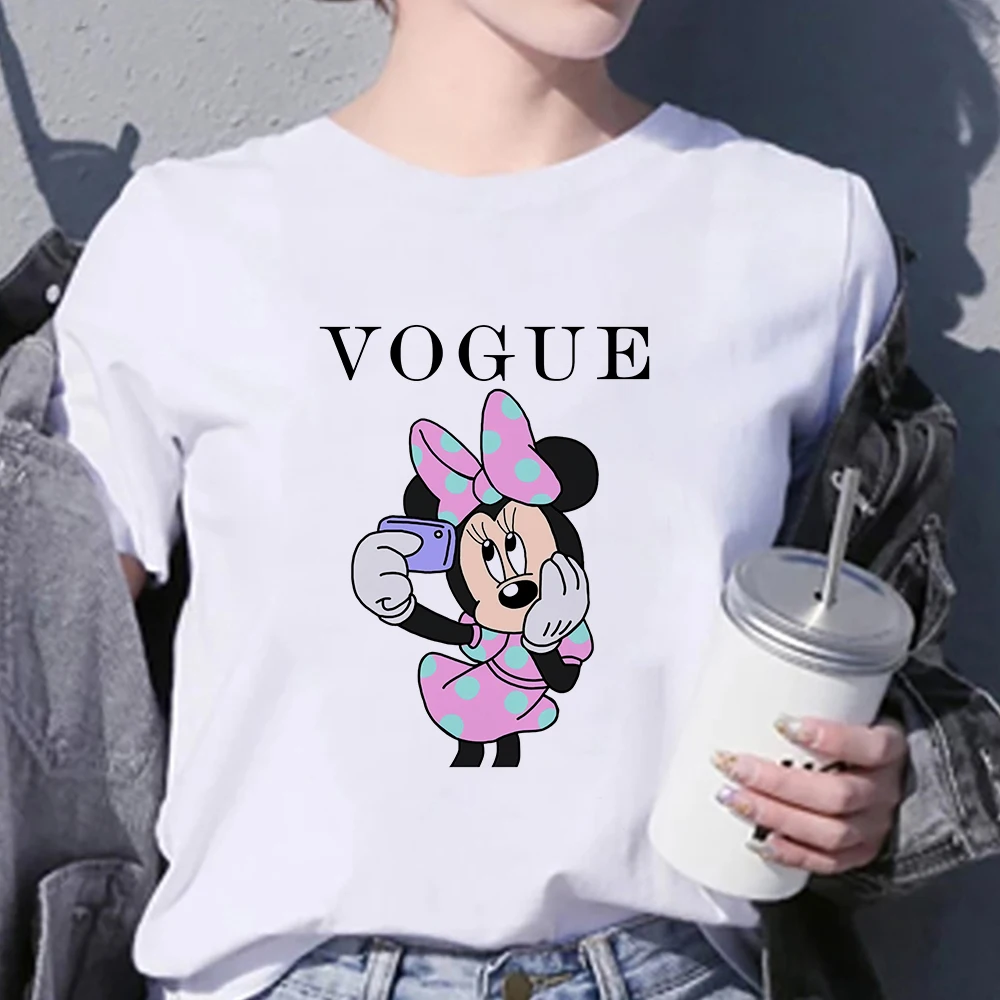 

Disney Ropa Aesthetic T-shirts Women Mickey Mouse Cartoon Image Harajuku Plus Size Crewneck Girls Can Do Anything 90s Fashion