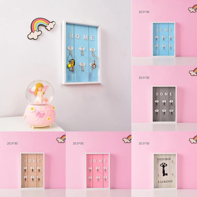 Cute Nordic Style Wooden House Key Wall Hanging Jewelry Box Home Crafts Shelf Gantry Storage Rack Hook Boxes | Дом и сад