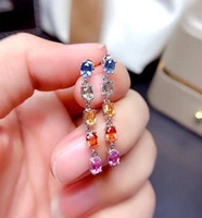 natural color sapphire earrings rare gem high end lady jewelry 925 silver luxury design