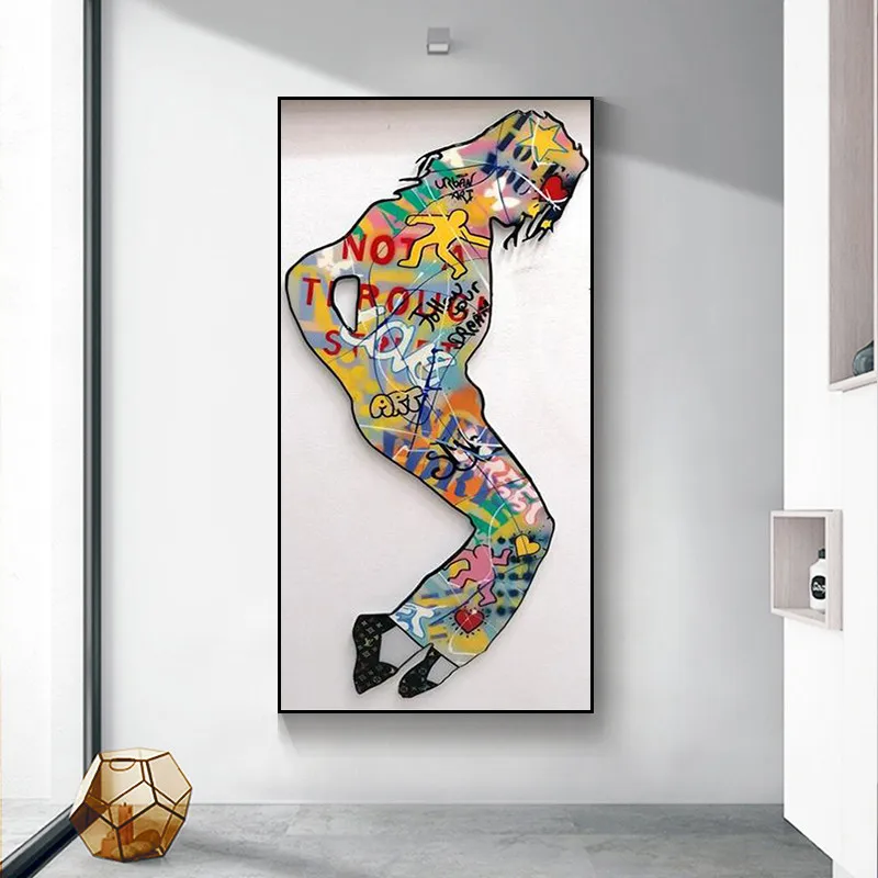 

Graffiti Art Dancing Man Wall Art Canvas Painting Abstract Poster and Prints Wall Pictures for Room Home Decor Interior Cuadros