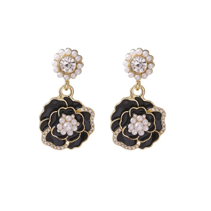 

120pcs/lot New Arrival Lady Camellia Earrings Luxury Women Flower Crystal Stylish Earrings Jewelry Wholesale Bijoux