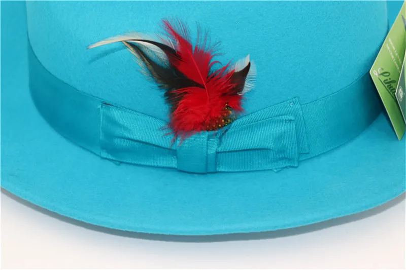 Мужская модная фетровая Шерстяная кепка голубого цвета в стиле джаз