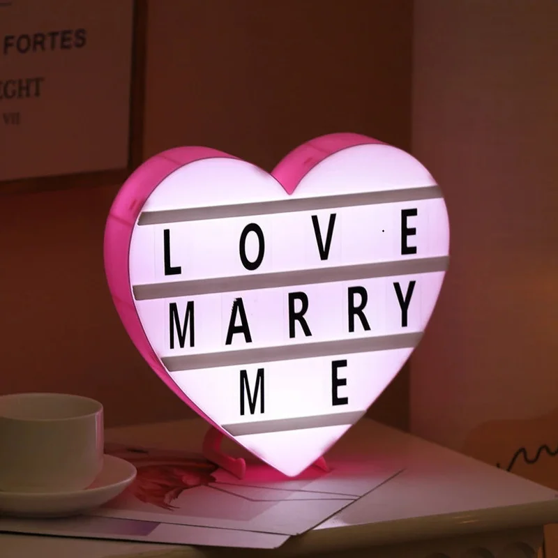 

Light Letter LED Combination Night Light Box Lamp DIY Black/Colorful Letters Cards USB AA Battery Cinema Lightbox White Pink