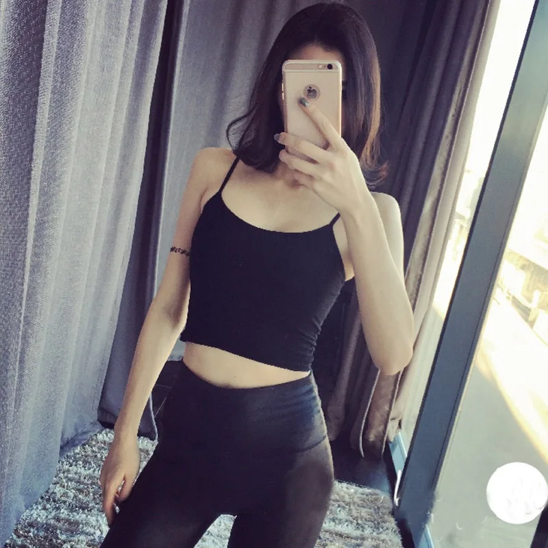 

2020 Short-tops Camisole Women Sexy Underwear Summer Dew Navel Cotton Sleeveless Colored Color