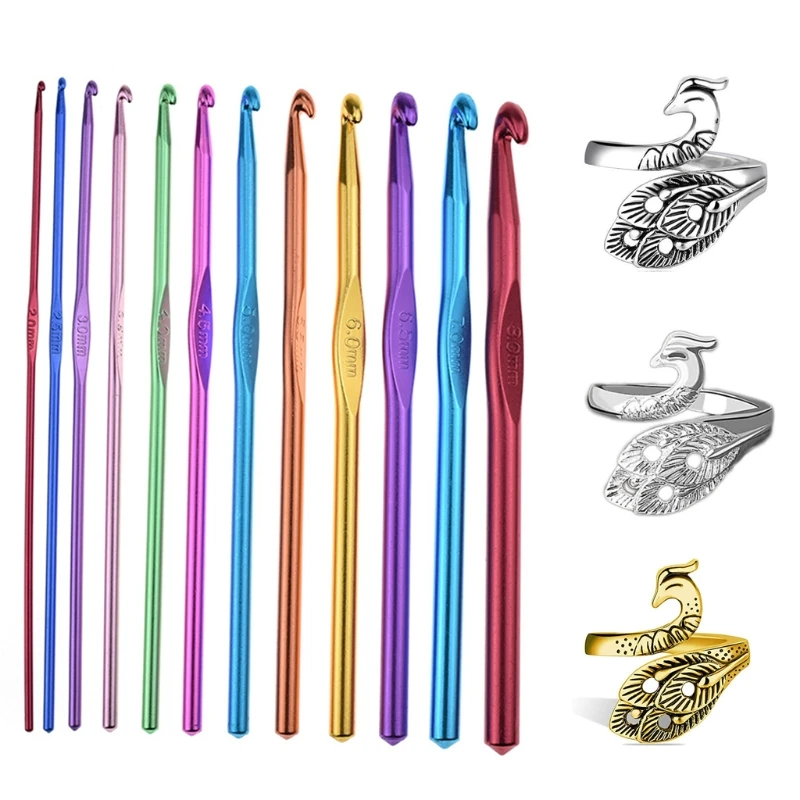 

Adjustable Knitting Loop Ring, Crochet Loop Ring Knitting Accessories, Peacock Open Finger Ring Adjustable Braided Ring 12 K3NE