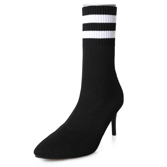 2019 г. Осенне зимние женские ботинки Модная трикотажная верхняя одежда модные с