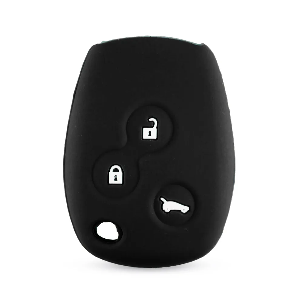 KEYYOU 10x силиконовый чехол для ключей автомобиля с 3 кнопками для Renault Clio Scenic Megane Duster Sandero Twingo Modus - Название цвета: Черный
