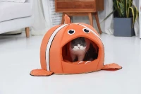 clownfish cat litter orange animal shape winter soft kennel small dog sleeping bag pet sleeping mat pet cave house pet bed