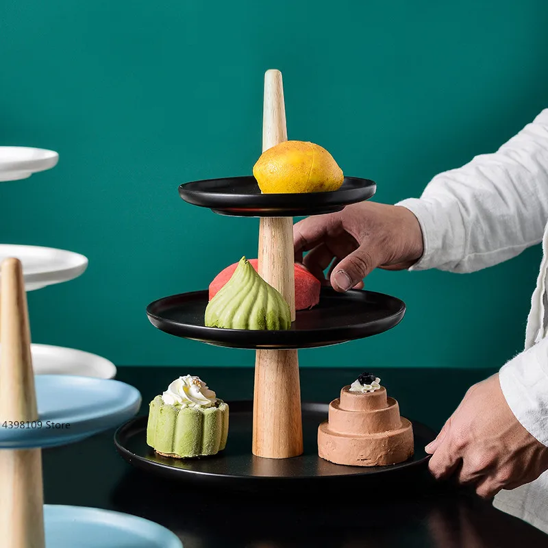 Матовая керамическая двухслойная тарелка для фруктов десертная послеобеденного