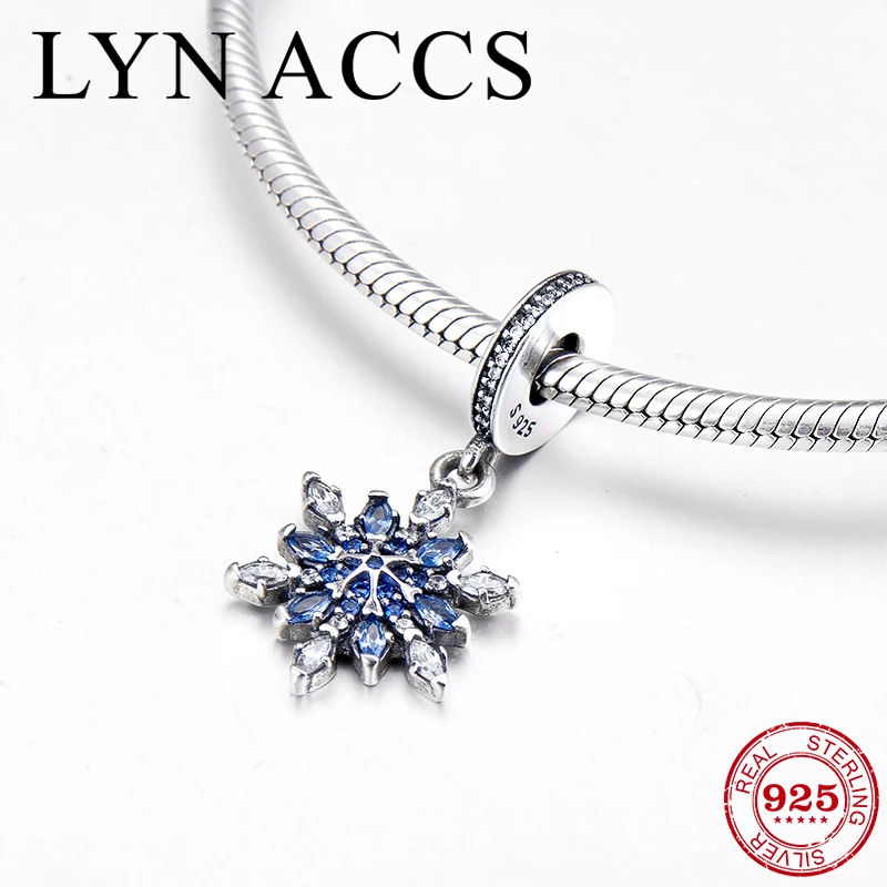 Новая красивая снежинка из стерлингового серебра 925 пробы голубой прозрачный CZ