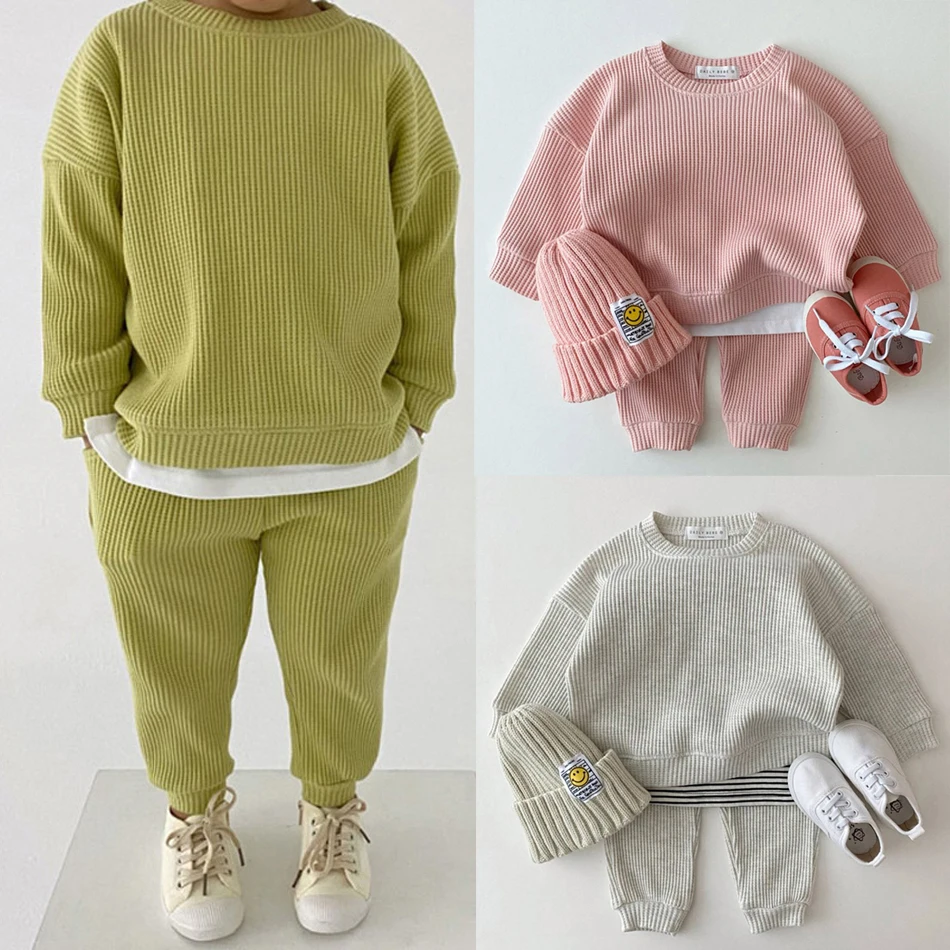 

Toddler Outfits Baby Boy Tracksuit Cute Bear Head Embroidery Sweatshirt And Pants 2pcs Sport Suit Fashion Kids Girls Clothes Set