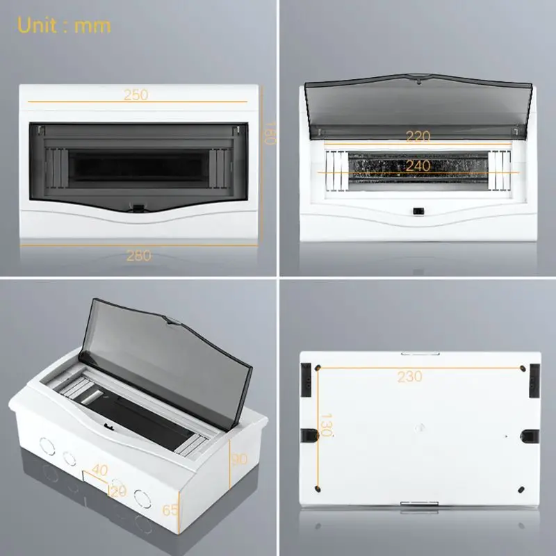 

2021 New Plastic Electrical Distribution Box Home Lighting Box for 2-4/5-8/9-12 Ways Surface Mounted Circuit Breaker