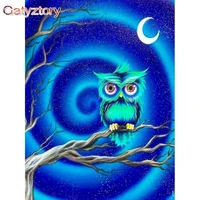 gatyztory oil painting by numbers for adults owl 60x75cm diy paint by numbers on canvas frameless animals home decor