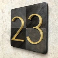 125mm golden floating modern house number satin brass door home address numbers for house digital outdoor sign plates 5 in 0 9