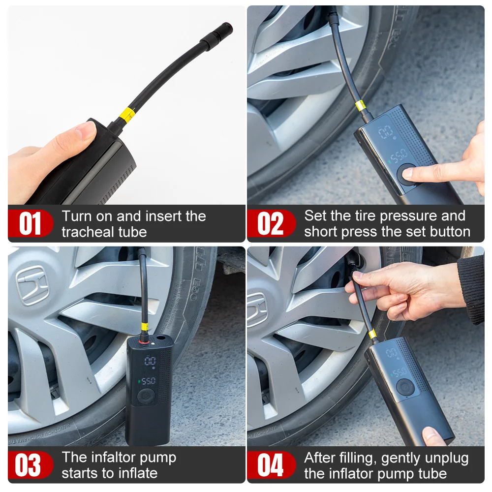 

Electric Car Air Compressor Pump 120PSI Wireless Rechargeable Inflatable Car Air Pump Tyre Inflator Portable Digital LCD Display