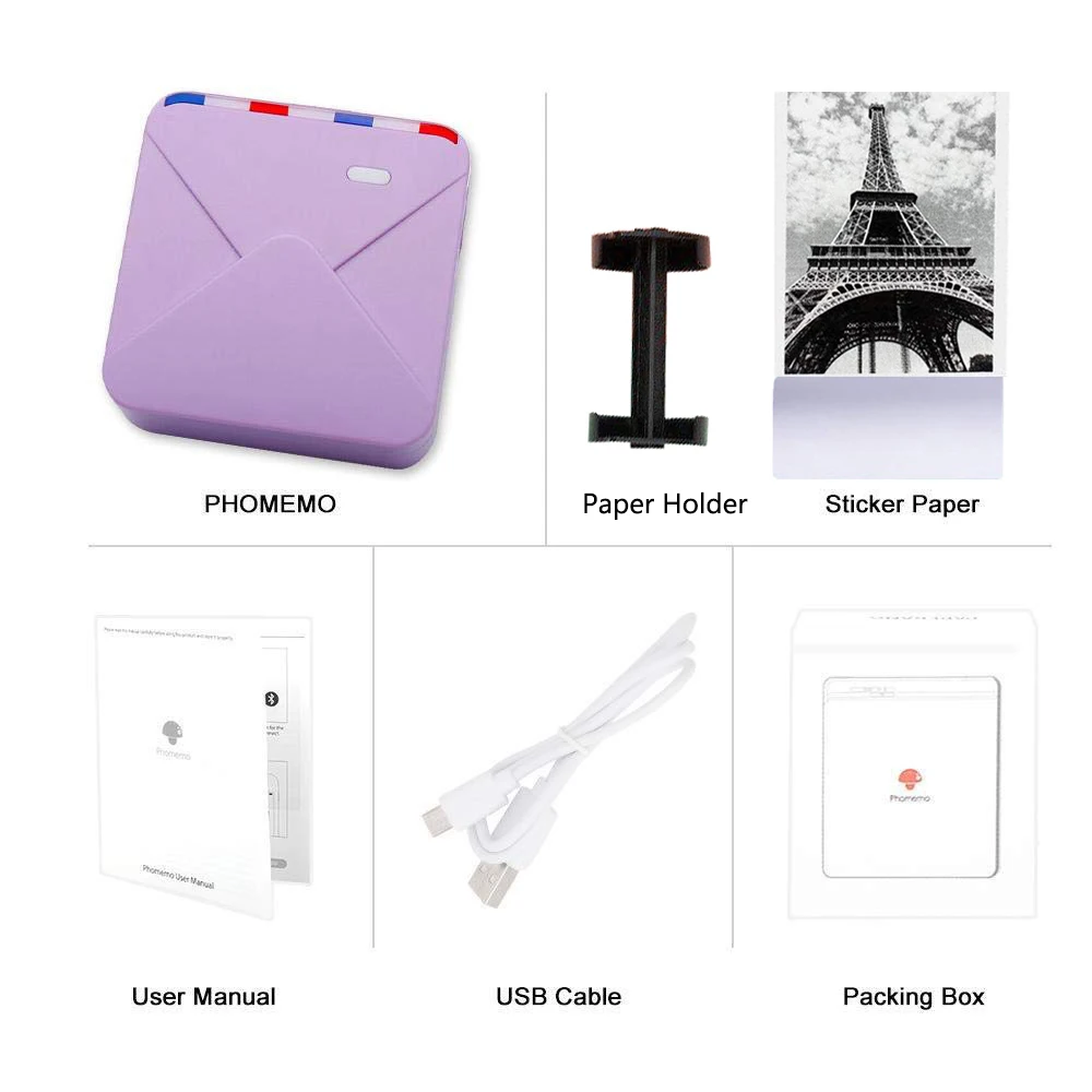 Мини-принтер Phomemo Thermal M02S 300DPI портативный принтер сделай сам для фотографий