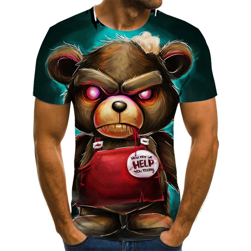 

Funny cartoon men's T-shirt summer fashion top 3D round neck short sleeve cute wind casual shirt T-shirt
