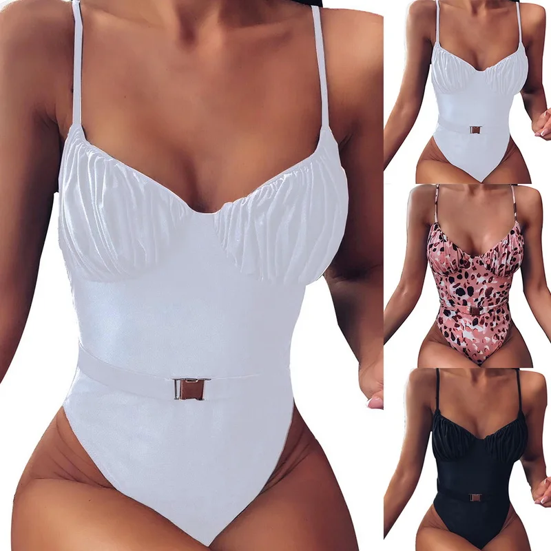 Сексуальный сдельный Купальник для женщин бандажный бикини с поясом v-образный