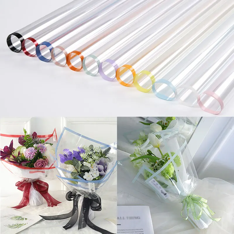 Красивая прозрачная упаковочная бумага водонепроницаемая цветная рамка