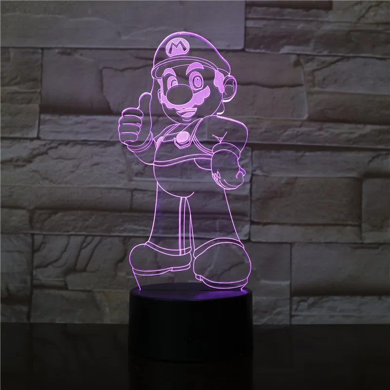 Марио 7 цветов 3d лампа светодиодный ночник для детей сенсорный светодиодный Usb Настольный Lampara Lampe детский спальный ночник комнатный светильник дропшиппинг