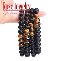 natural tiger eye stone beads bracelet classic black agates stretch elastic cord pulserase jewelry bracelets for women men gift