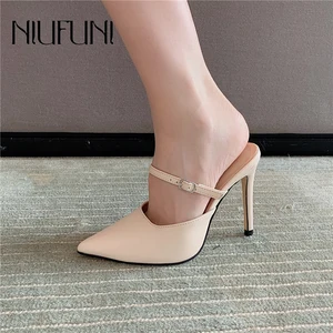 Stiletto High Heels Fashion Women's Sandals Slippers Pointed Solid Color Buckle Hollow Elegant Dress Work Shoes Commute Females