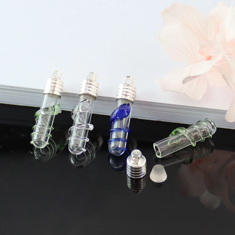 5 шт 6 мм Подвески змеи-флаконы стеклянный медальон Мини бутылки желаний ожерелье