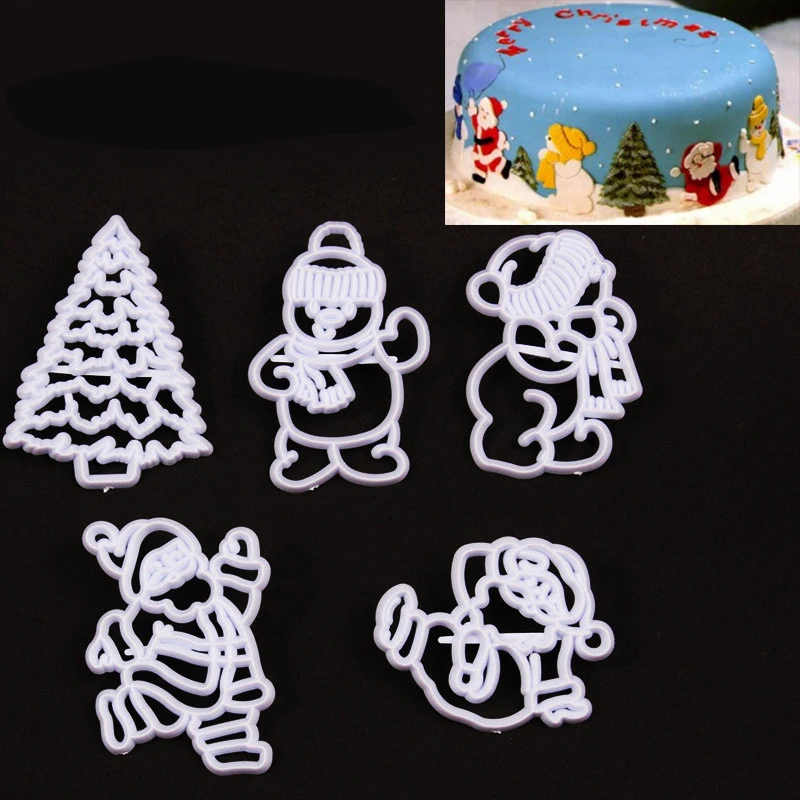 20pcs Christmas Cookie Cutter Plastic Cut Candy Biscuit Mold Cooking Tools Tree Santa Claus Snowflake Cutters Mould | Дом и сад