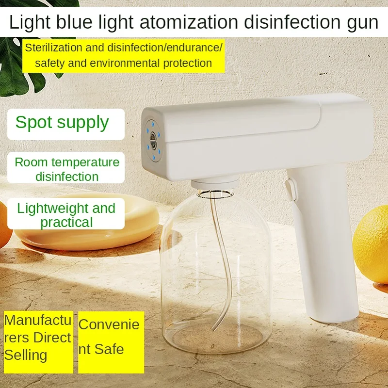 

Nano Spray Disinfection Machine New Handheld Blue Light Wireless Indoor Air Disinfection Gun Charging Spray Gun Alcohol Atomizer
