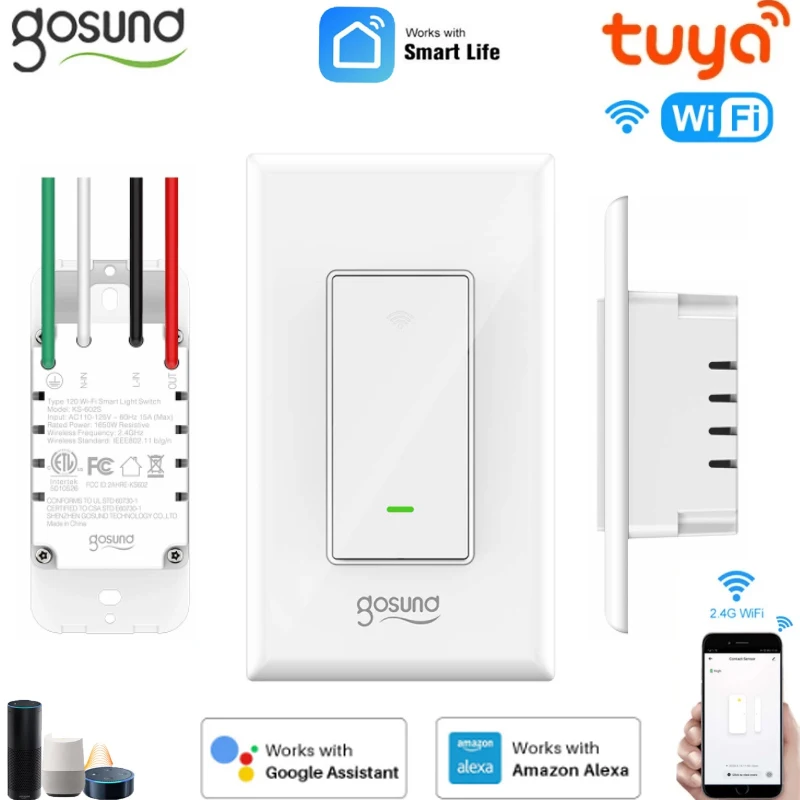 

120mm Gosund Smart Timing Switch Smart WiFi Light Switch Works With Alexa Google Home Smart Life/Gosund App Remote Control
