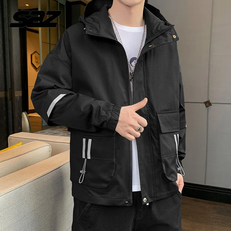 

SAZ 2021 Spring Thin Streetwear Jacket For Men Clothes Korean Casual Coat Mens Fashion Clothing Trends Plus Size Clothes 4xL