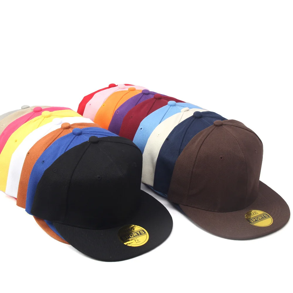 

Multicolored Hip Hop Hat 6 Panels Flat Brim Blank Snapback Caps Men and Women Adjustable Solid Color Baseball Cap 55-60cm