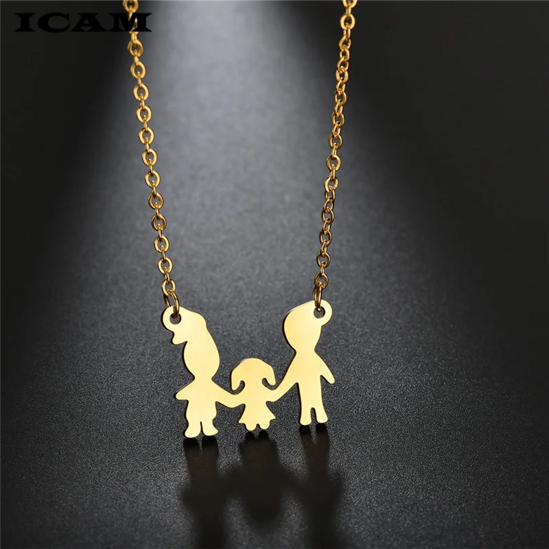 ICAM высокое качество 316L нержавеющая сталь любящее семейное ожерелье для девочек