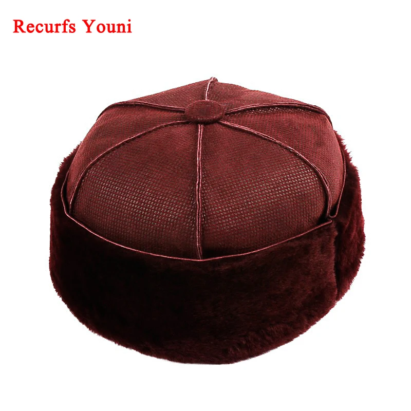 Winter Warm Fur Hat Men Women 100% Fur One Soft Watermelon Bonnet Female Fleece Portable Windproof  Beanie male Wool Bomber Caps