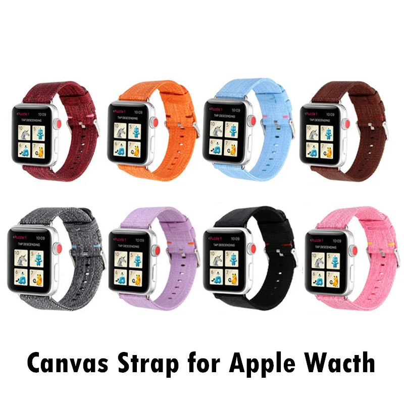 

Canvas Nylon Watchband for iWatch Apple Watch 38mm 42mm Series 3 2 1 Replacement Band Sports Strap Wrist Bracelet