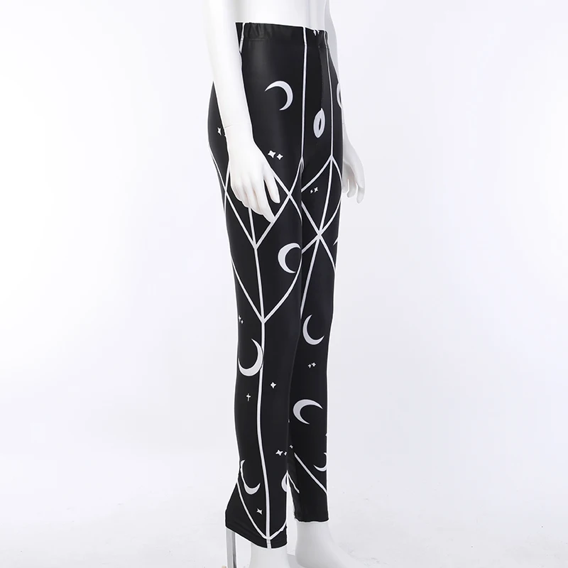 Уличная одежда в готическом стиле удобные тонкие брюки с принтом женские