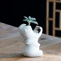 white ceramic hippo planter decorative flower pot multifunctional container holder animal figurines home garden decor