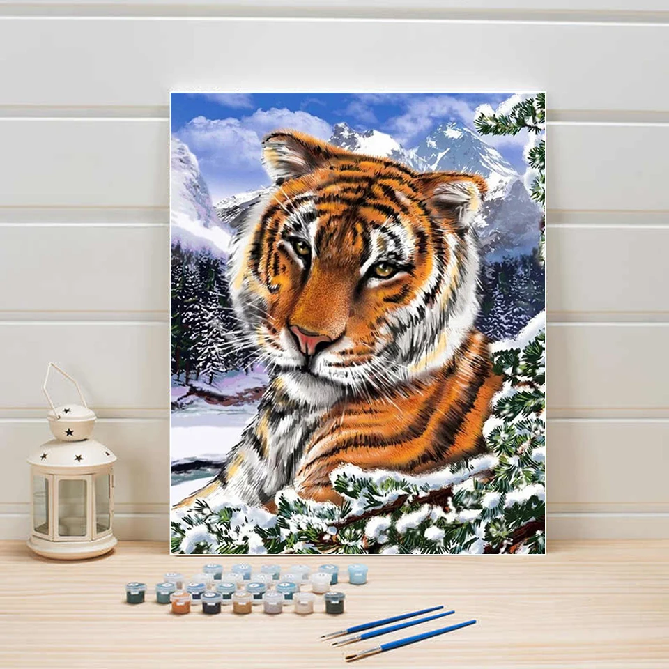 Набор для рисования по номерам на холсте с тигром | Дом и сад